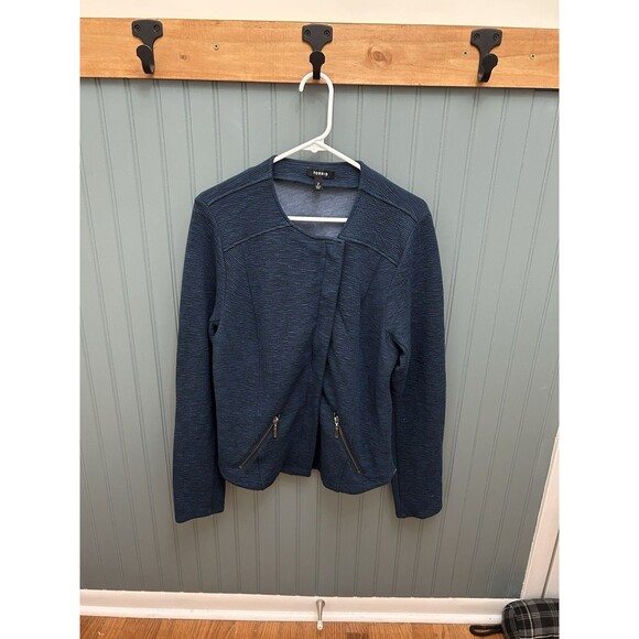 Torrid Size 2 Jacket Textured Knit Teal Green Moto Jacket Stretch 2X - Picture 2 of 6